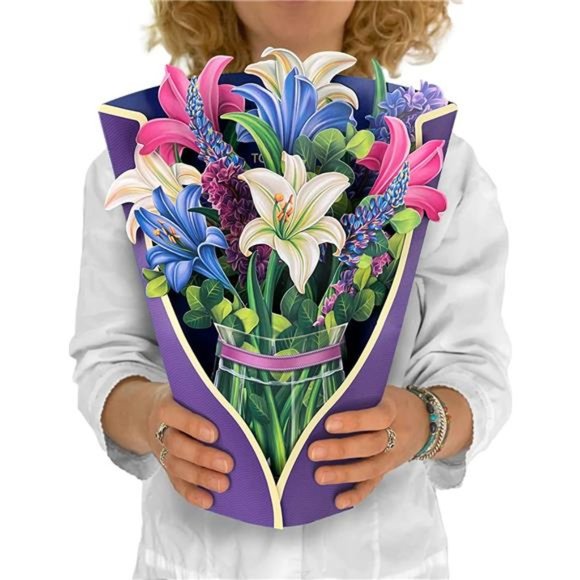 Freshcut Paper Pop Up Cards,Lillies & Lupines, 12 inch Life Sized Forever Flower - Picture 6 of 6